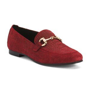 NIB CRUZA Made In Portugal Suede Croc Pattern Flats
